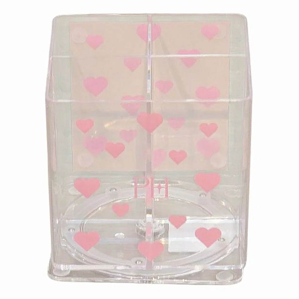 Paris Hilton Clear Pink Heart 360°‎ Rotating Acrylic Organizer